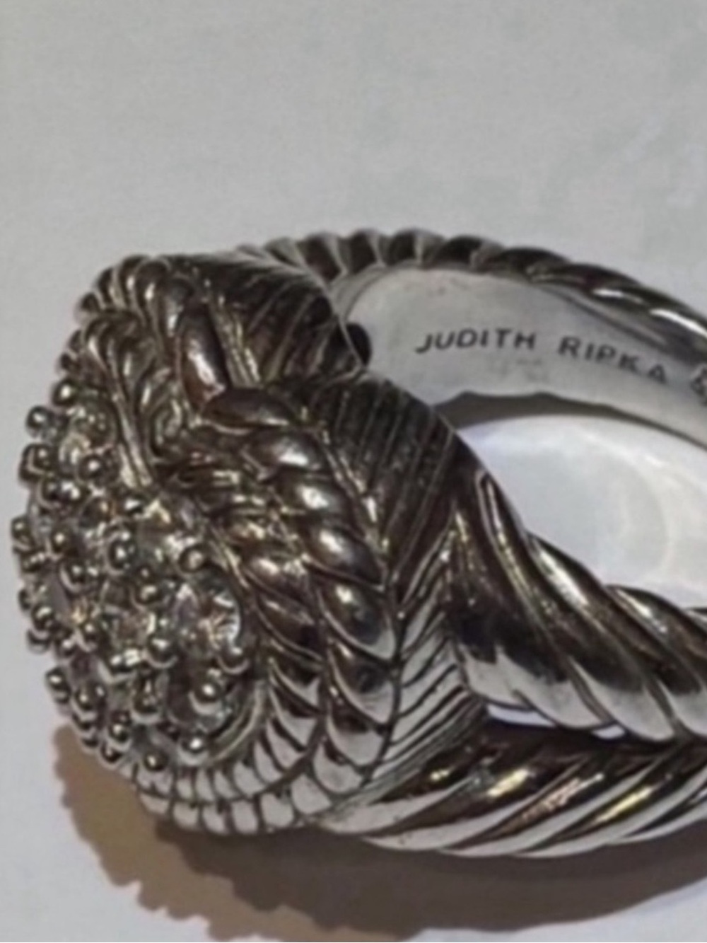 Judith Ripka Silver Heart Ring with Clear CZ Accents - Picture 4 of 4